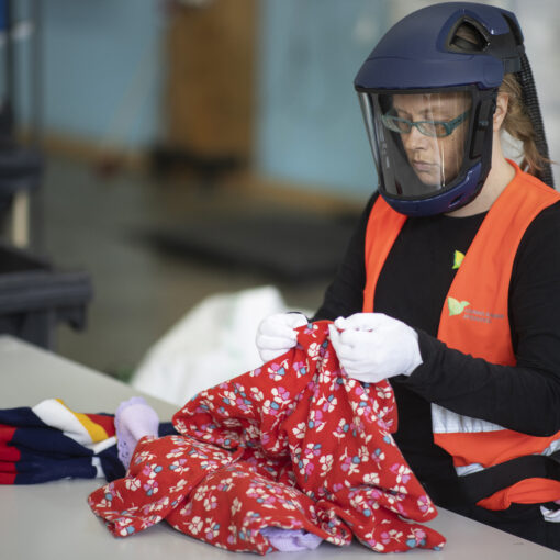 Poistotekstiilien käsittelyä